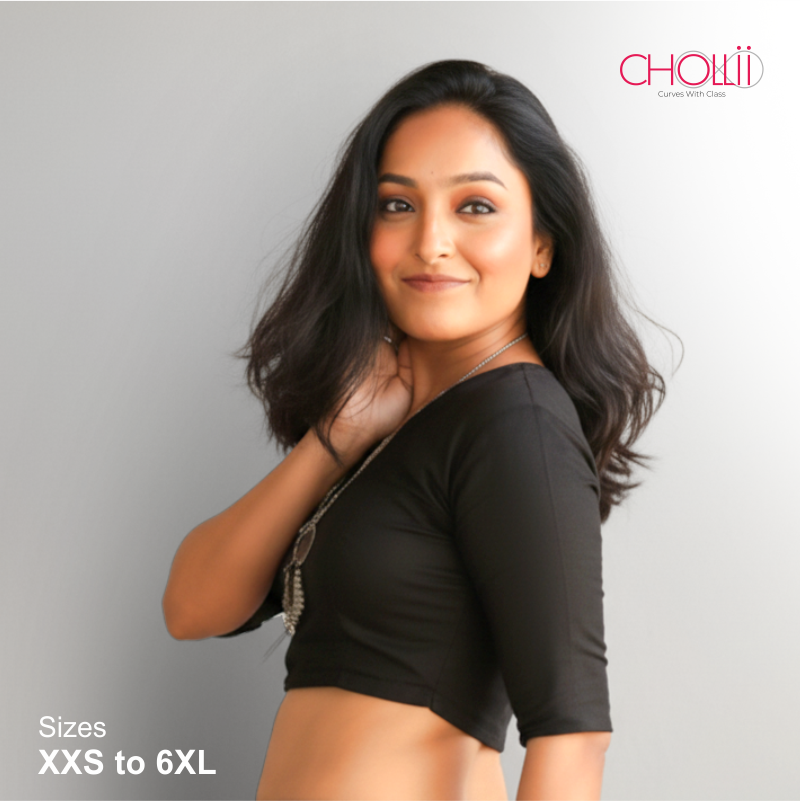 Black Rozana Cotton Short Sleeve Blouse