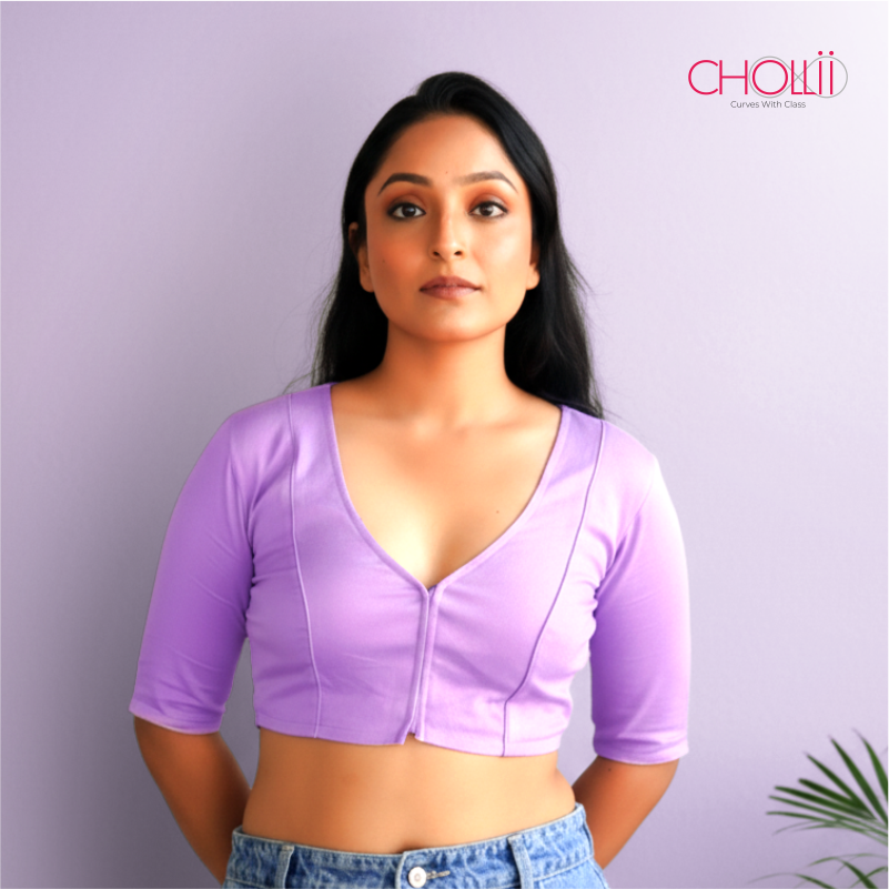 Mauve Rozana Cotton Short Sleeve Blouse