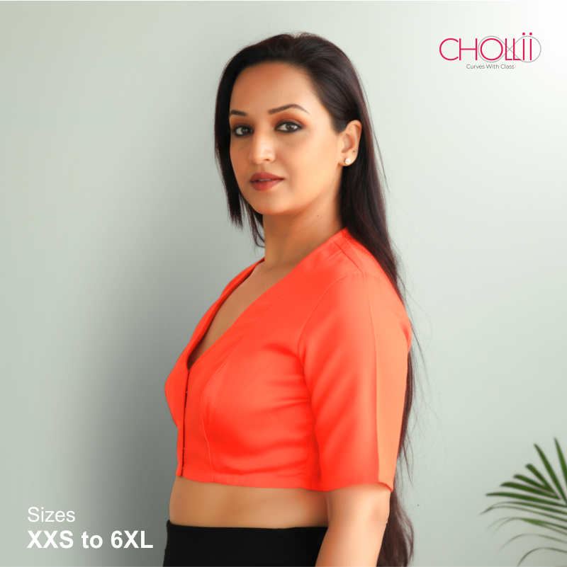Orange Rozana Cotton Short Sleeve Blouse