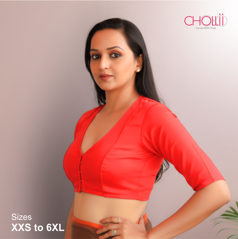 Red Rozana Cotton Short Sleeve Blouse